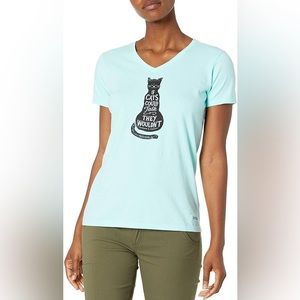 NWOT Life Is Good Women's If Cats Could Talk Short Sleeve Crusher TSHIRT XS